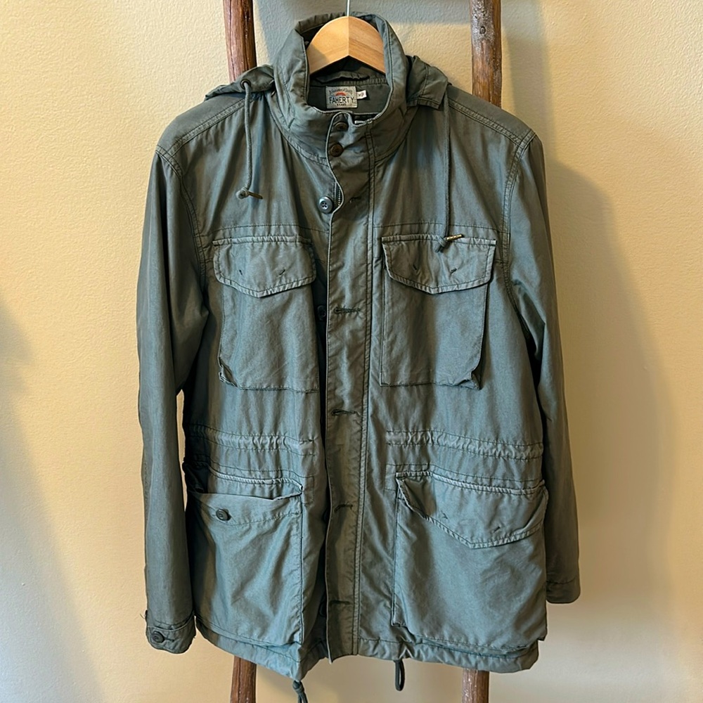 Faherty Olive Green Military Field Jacket